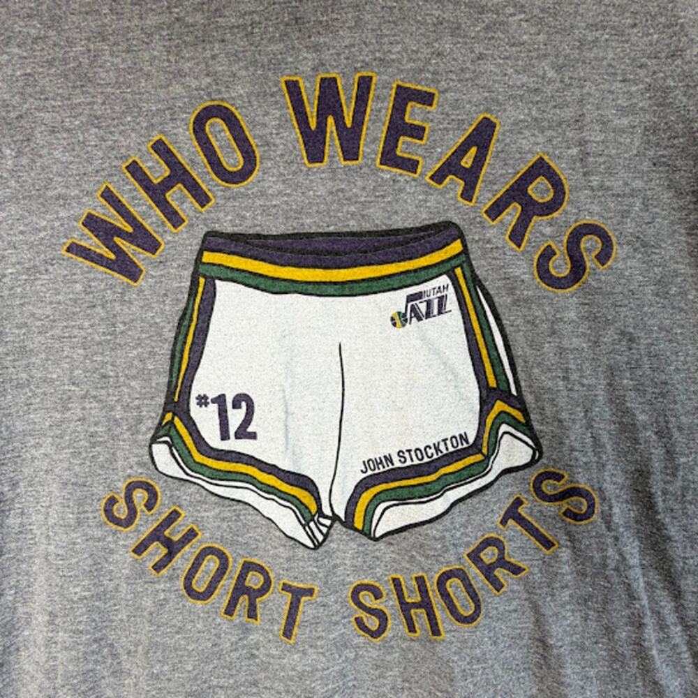 Homage John Stockton Utah Jazz "Who Wears Short Shorts" T-Shirt Gray Mens Size L